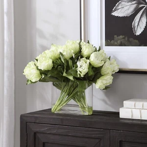 Centro de mesa Uttermost 60156 Kimbry blanco tulipán en florero de vidrio ovalado en agua sintética - Imagen 1 de 5