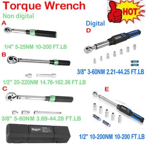 🧡1/2" 3/8" 1/4" Drive Torque Wrench Range 3-220N.m For Auto & Bicycle Repair UK - Picture 1 of 39