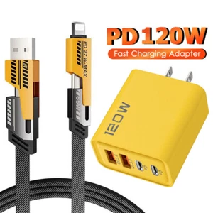 120W Fast Charging Double USB-C QC3.0 PD Wall Charger Power Adapter For Phone - Picture 1 of 14