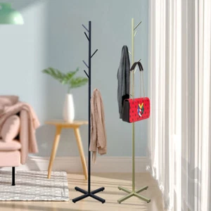 Coat Rack Stand Tree Metal Hat Cap Bag Hanger 7 Hook Entryway Umbrella Organizer - Picture 1 of 33