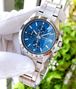 Seiko Spirit Chronograph Blue Dial SBTR023 Stainless Steel Men's Watch - Picture 1 of 7