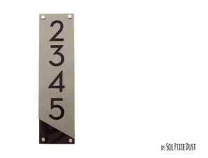 Modern House Numbers, Concrete with Brown Acrylic - Vertical - Plaque Sign - Picture 1 of 7