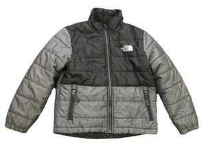 The North Face Jacket Boys Size Small 7/8 Parka Reversible Gray Black Coat S - Picture 1 of 9