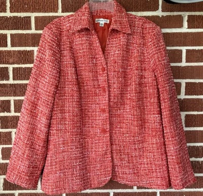 Chaqueta Blazer Coldwater Creek Naranja Forrada Tweed Botón Mezcla Poliéster Talla 18W Foto 1 de 3