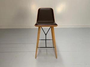 7 Fredericia "Spine" Bar Stools - In Brown Leather & Oak - Picture 1 of 9