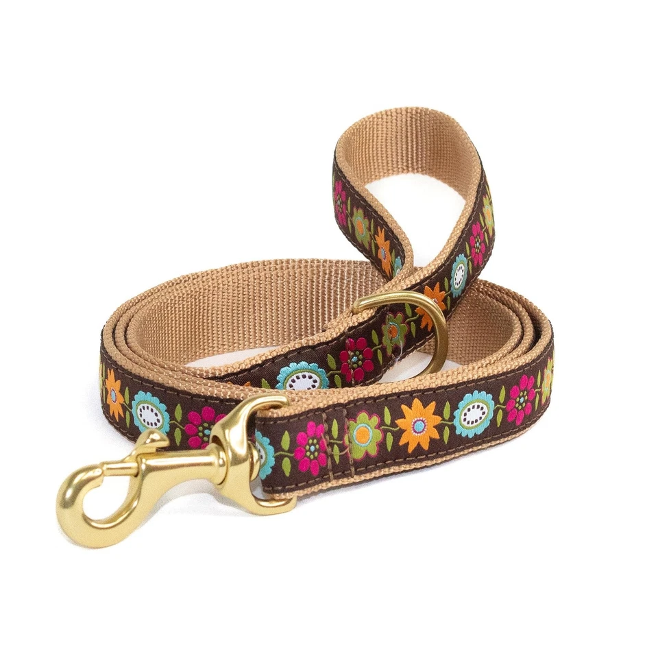 Correa para perro Up Country, patrón floral Bella, 5 pies x 1" de ancho, con anillo en D Foto 1 de 1