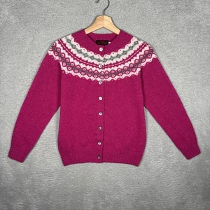 Vintage O'Connell's Fair Isle Wool Sweater Scotland PINK -Size XS - Picture 1 of 12