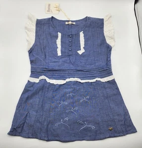 Fracomina Girl’s 100% Cotton Crochet Trim Tunic Top Size L (8-9) Years NWT - Picture 1 of 5