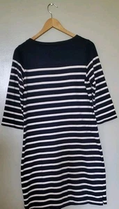 LLBean Mujer PEQUEÑO REGULAR Vestido Punto Azul Blanco Rayas - Imagen 1 de 5
