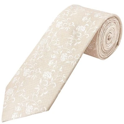 TIESRUS Champagne Floral Classic Men's Tie Neck Tie Wedding Tie Prom Tie Regular Tie