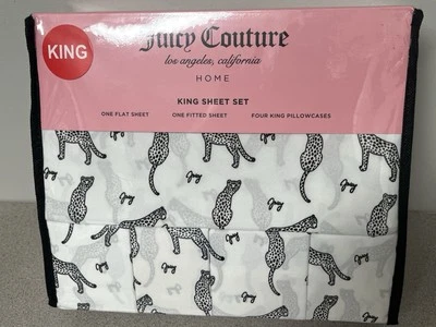 Juego de Sábanas Juicy Couture 6 Piezas Leopardos Blancos Estampado TALLA REAL ¡Nuevo con Etiquetas LINDO!! Foto 1 de 4