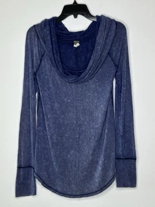 We The Free People Women's Size L Blue Stretch Funnel Neck Long Sleeve Pullover - Picture 1 of 7
