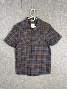 Camisa Arc'teryx Tranzat Para Hombre Mediana Azul Naranja A Cuadros Manga Corta Exterior Lana - Imagen 1 de 9