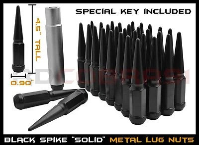 2007-2017 TOYOTA TUNDRA M14x1.5 BLACK SPIKE LUG NUTS SPIKED OFFROAD 4.5" TALL - Image 1 of 4