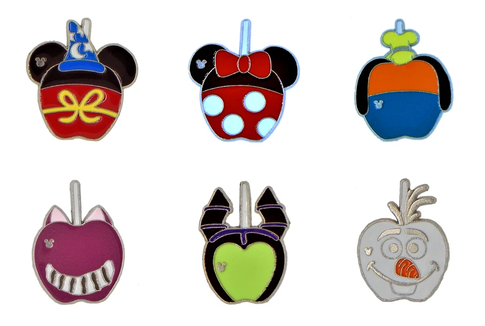 Juego de 6 prendedores comerciales específicos del parque Disney de la colección Candy Apples de personajes ~ Nuevo Foto 1 de 1