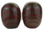 ✋Set of 2 Large & Heavy HD Designs Art Glass Vases - Red & Brown Egg Shaped 