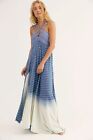 New Free People Dreamweaver Summer Sleeveless Maxi Dress, Blue, UK 10, RRP $228