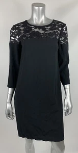DKNY Donna Karan New York Dress 4 Black Crochet 3/4 Sleeve Career Work - Picture 1 of 7