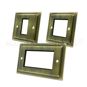 Victorian Antique Brass Data Grid Outlet Face Plate - Imagen 1 de 4