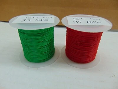 300 feet 32 AWG Stranded Silver Plated Copper PTFE Wire Red and Green  SPC .30mm - Image 1 of 3