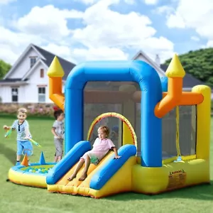 Inflatable Bounce House Kids Jumping Castle with Slide Ball Pit with Blower - Picture 1 of 10