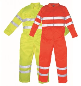 YOKO Hi Vis Polycotton Coverall Elastic Back Water Repellent SafetyYK303 - Picture 1 of 4