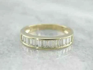 2.30 Ct Baguette Cut Simulated Diamond Half Eternity Ring 14k Yellow Gold Plated - Picture 1 of 10