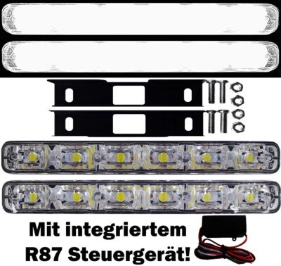 2x LED Tagfahrlicht 6SMD FLAT + Steuergerät Xenon weiß R87 SMD 6000K Xenon - Bild 1 von 2