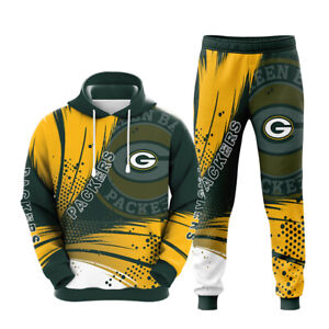 Green Bay Packers Tracksuit Set Casual Hoodie Sweatshirt Jogging Sweatpants Gift