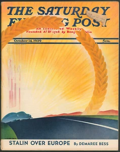 Saturday Evening Post October 14 1939 Stalin Over Europe~Raymond Chandler WWII - Picture 1 of 7
