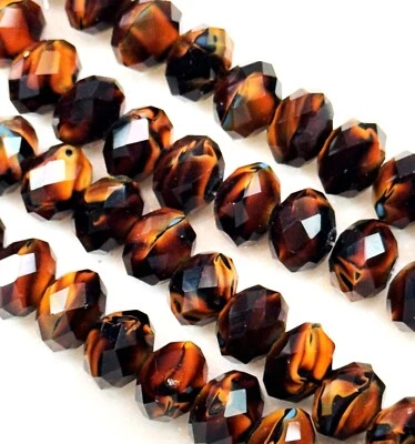 Faceted Rondelle Millefiori Bead, Brick 10mmX8mm,  17 Pcs - Image 1 of 2