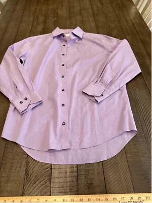 Men's Lorenzo Uomo Dress Shirt Size 16 Purple Plaid - Image 1 of 2
