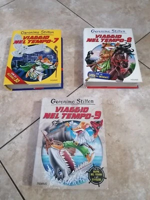 3 libri geronimo stilton viaggio nel tempo 7, Viaggio 8, Viaggio 9. Cop. Rigida - Immagine 1 di 4