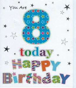 Tarjeta de felicitación de feliz cumpleaños You Are 8 Today - totalmente nueva (HB08-L3) - Imagen 1 de 1
