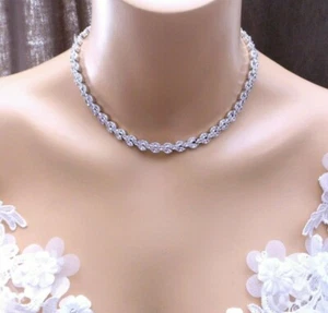Women's Marquise Cut Simulated Diamond Tennis Necklace 18" 925 Sterling Silver - Picture 1 of 7