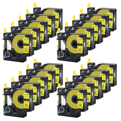 BEST-GENERIC 20x Étiquettes pour Dymo Gaines thermorétractables IND 9mm Noir sur jaune 18054