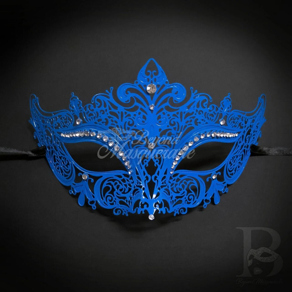 Filigree Metal Masquerade Mask Blue M7110 - Image 1 of 4