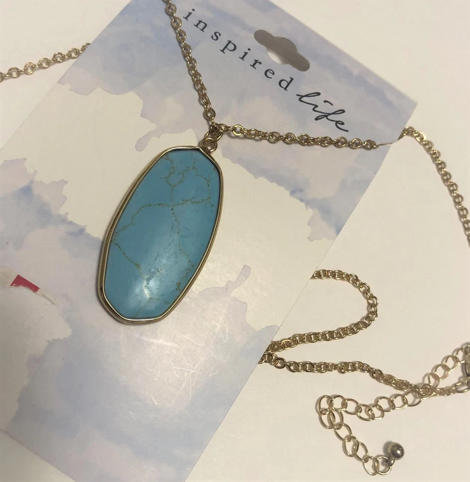 A-16 Inspired Life imitación turquesa 26" largo colgante collar AZUL Foto 1 de 1