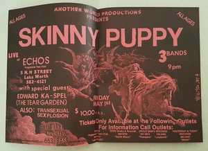 Póster de concierto SKINNY PUPPY Echoes Lake Worth FL 1987 Edward Ka-Spel Industrial - Imagen 1 de 2