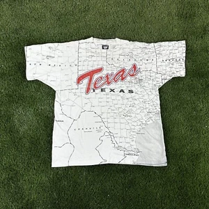 Vintage 90s Texas Map Shirt All over Print - Picture 1 of 6