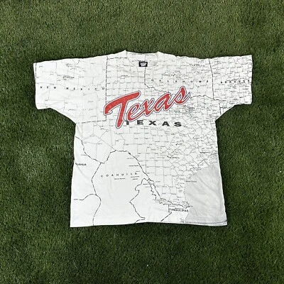 Camisa vintage anos 90 mapa do Texas estampa por toda parte - Imagem 1 de 4