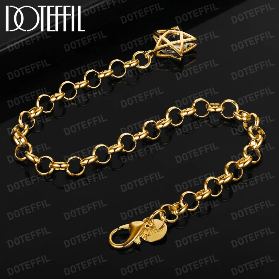 DOTEFFIL 18K Gold Star Bracelet AAA Crystals for Gift Wedding Party Cute Jewelry - Image 1 of 1