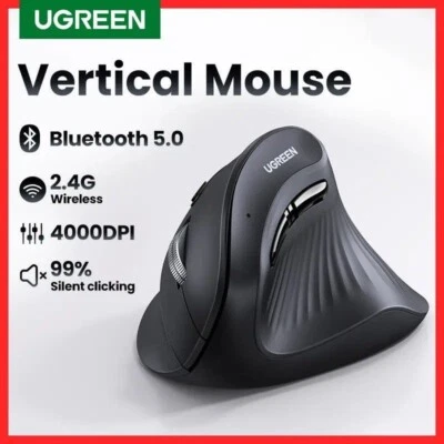 UGREEN Vertical Mouse Wireless Bluetooth 5.0 2.4G 4000DPI 6 Mice For PC MacBook - Image 1 of 4
