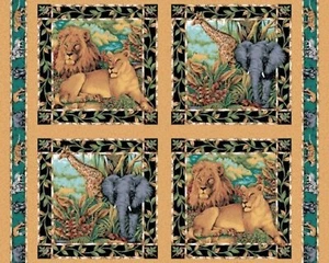 Pannello cuscino Wildlife Out of Africa 35" pannello 100% tessuto cotone di The Panel - Foto 1 di 1
