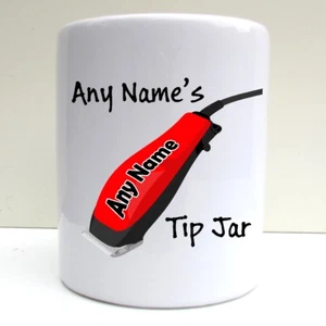 PERSONALISED HAIRDRESSERS TIP POT HAIR CLIPPERS CERAMIC MONEY BOX SAVING POT - Picture 1 of 4