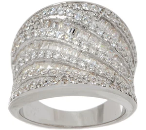 QVC Diamonique Sterling Silver Saddle Ring Size 6 - Picture 1 of 3