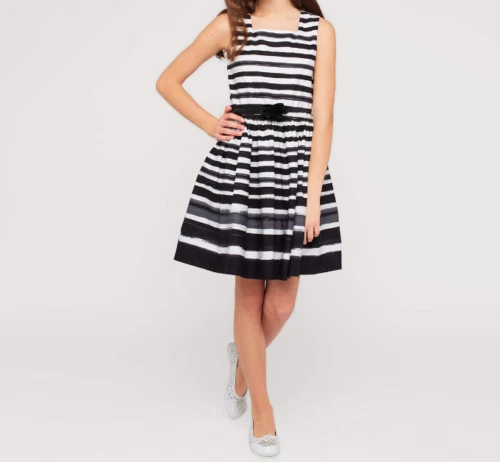 C&A / SMART & PRETTY Mädchen Sommer Kleid mit Gürtel gefüttert Baumwolle Gr. 128 - Bild 1 von 3