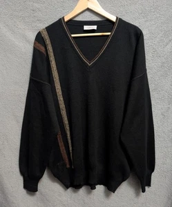 Gabicci Men’s Vintage V-Neck Wool Blend Jumper, UK Size XL, Black - Picture 1 of 8