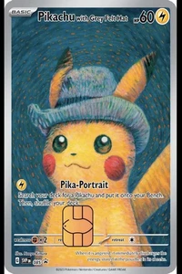 PikaPortrait Pikachu - Van Gogh - Pokémon Debit Credit Card Skin - Small Chip - Picture 1 of 5