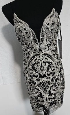 Vestido Formal Alyce Paris Talla 4 Bordado con Joyas Espalda Abierta Regreso a Casa Boda Foto 1 de 4